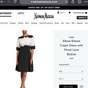 Shani - elbow-sleeve crepe dress with floral lace bodice - size 10